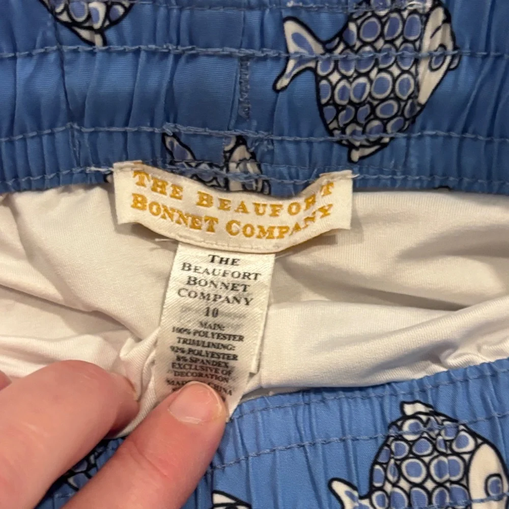 The Beaufort Bonnet Company Blue Fish Pattern Swim Trunks - Picture 2 of 4